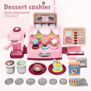 28Pcs Pretend Play Ice-Cream Shop With Coffee Maker